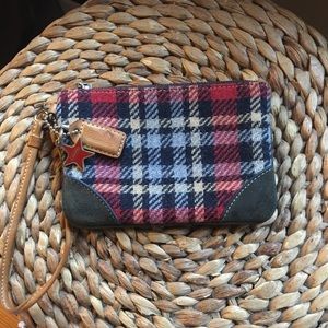 Coach Plaid Wristlet